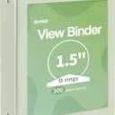 SUNEE 3 Ring Binder 1.5 Inch 1 Pack, Clear View Binder Three Ring PVC-Free (Fit 8.5x11 Inches) for School or Office Supplies, Green