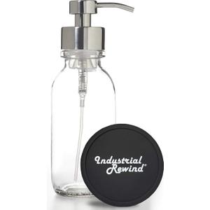 Clear Glass Soap Dispenser with Chrome Metal Pump - Wide Mouth 16oz Glass Bottle Includes Non Slip Bottom and Counter top Protector. (Clear/Chrome)