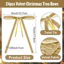 24 Pcs Light Brown Velvet Bows for Christmas Tree Decor, Elegant Velvet Pre-Tied Ribbon Bows Door Garland Vintage Ornaments for Christmas, Wreaths, Gifts and Home Decoration (5x7 Inch, 3/8'' Wide) (Khaki)