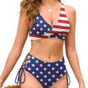 American Trends Bikini Sets for Women 2 Piece Swimsuit V Neck Swimwear Two Piece Bathing Suit Swim Suit (XX-Large)