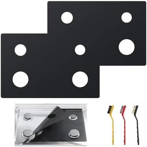 Stove Top Protector for Whirlpool Gas Range - 2 Pcs 4 Burners Reusable Splatter & Spill Guard Liner Only Compatible with Models WFG320M0BS & WFG320M0BB & WFG320M0BW & WFG320M0MW & WFG320M0MS