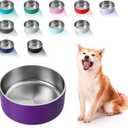 Dog Bowl, Stainless Steel Dog Food and Water Bowl with Non Slip Quiet Bottom, Easy to Clean, Dishwasher Safe, 40oz, Purple