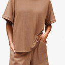 Imily Bela Womens 2 Piece Outfits 2025 Oversized Summer Short Sets Casual Beach Ribbed Short Sleeve Matching Set 2XL