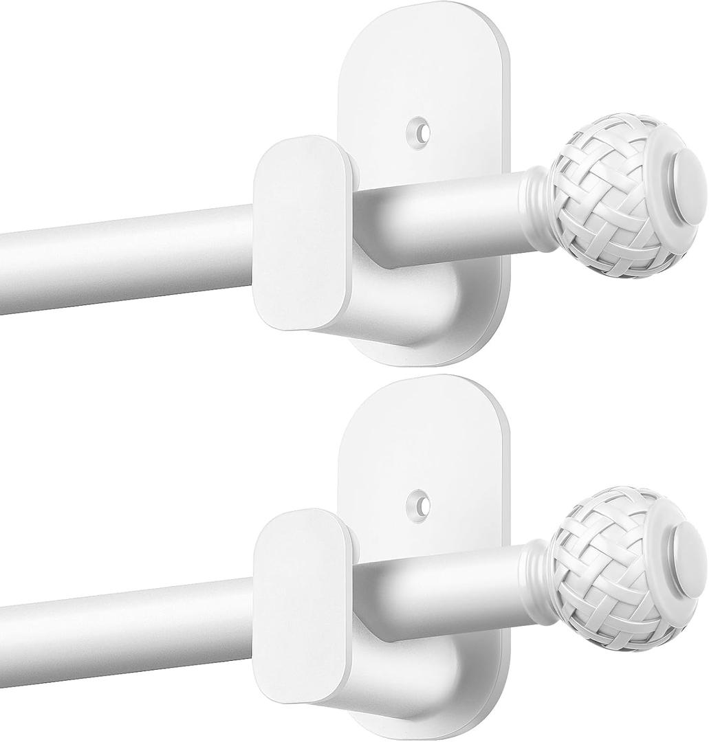 TONIAL Curtain Rods No Drilling for Windows, 32-58 In, White, 2 Pack
