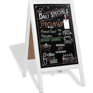 Ilyapa Wooden A-Frame Sign with Eraser & Chalk - 40 x 20 Inches Magnetic Sidewalk Chalkboard  White Menu Display for Restaurant, Business Or Wedding