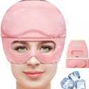 Migraine Relief Cap,2 in 1 Detachable Gel Eye Mask for Hot & Cold Therapy Headache Mask with Eye Holes ice Pack for Birthday Gifts for Women (Pink)