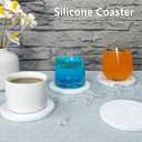 6-Pack Waterpaint Greeting Silicone Coasters with Deep Tray Holder - Double-Sided Drink Coasters - Beverage Mats for Hot or Cold Drinks - Thick, Non-Slip, Non-Stick Silicone with Ceramic Insert (White-2)