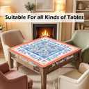 3 x Blue Floral Chinoiserie Mahjong Mat 31.5" x 31.5", Traditional Chinese Pagoda Non-Slip Noise Reduction Mahjong Table Cover Accessories for Dominoes Poker Card Board and Tile Games Gifts