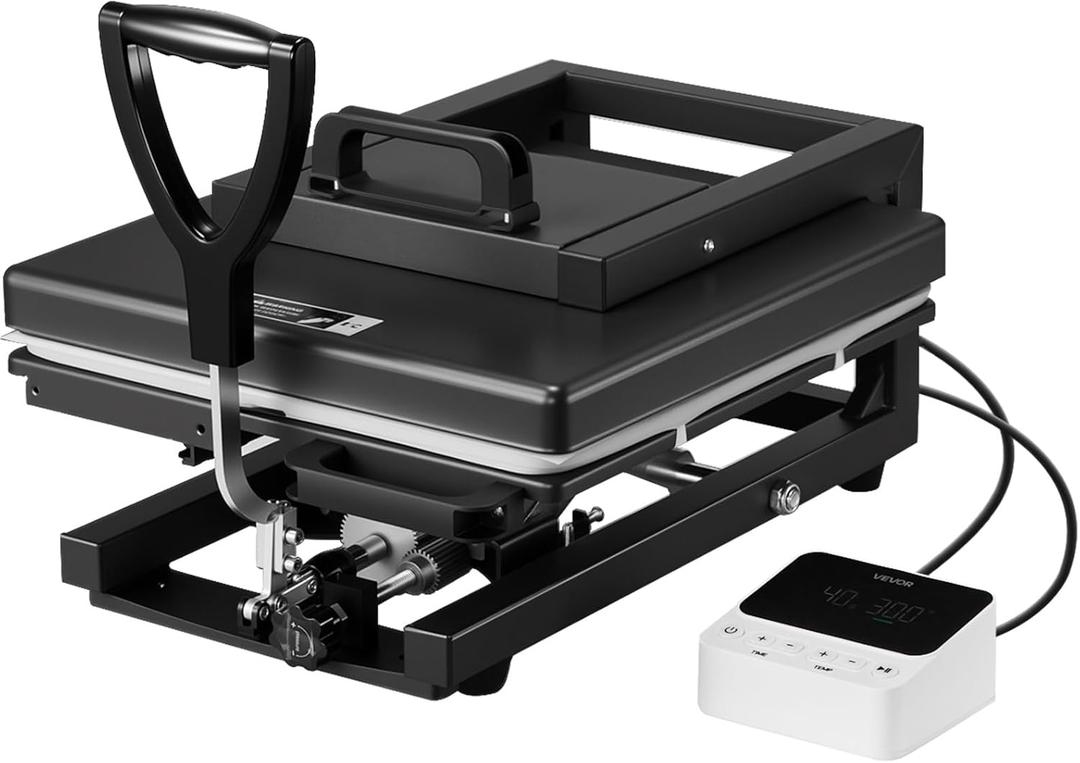 VEVOR Hybrid Heat Press, 15 x 15 inch, 5-in-1 Multifunction, Heat Up Fast and Even, All-New Patented Design, Easy to Control, Sublimation Press Machine for T-Shirts/Mugs/Tumblers/Caps/Plates, Black
