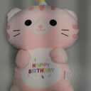 Achwishap Unicorn Cat Plush Stuffed Animal,Kawaii Birthday Cat Plush Toys-14 Happy Birthday Gifts Cute Plushies,Soft Pink Kitten Plushie Huggging Pillow,Cuddly Animal Plushie Doll for Kids Adults