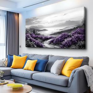 KELIYUAN Large Canvas Wall Artwork Home Decoration Painting Black And White Landscape Modern Print Painting Living Room Decor And Bedroom Office Wall Decoration Natural Scenery Mural 24 X 48 Inches