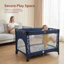Babilous Pack and Play, Baby Bassinet with Wheels, Foldable Baby Playard for Travel, Easy Carry Bedside Bassinet, Mini Pack n Play with Comfortable Mattress & Compact Space Saving Design, Blue