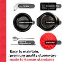 Korean Stone Pot Set (7-piece, 38.7oz with Hot Pot Grip), Ttukbaegi, Dolsot, Korean Soup Bowl, Ceramic Pots for Cooking, Soup Pot, Earthenware Claypot, Bibimbap, Ramen