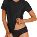 HODOSPORTS Women's UPF 50+ Rash Guard Sun Protection Swim Shirt Quick Dry Swimsuit Lightweight Short Sleeve Extra Large, Black