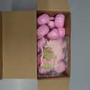 Thyle 150 Pcs 2 Inch Thanksgiving Mini Pumpkins Bulk 50 Small Fall Artificial Foam Pumpkins with 100 Confetti Maple Leaves Harvest Baby Shower Decorative for Thanksgiving Centerpiece(Pink)