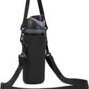 Neoprene Water Bottle Carrier Bag with Adjustable Shoulder Strap for Owala 24 OZ Tumbler, Insulated Water Bottle Cover for Owala FreeSip Insulated Water Bottle (Black, 24 OZ)