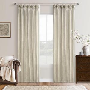 Farmhouse Linen Curtains 90 Inches Long for Living Room Dining 2 Panels Burlap Flax Pinch Pleated Drapes Hooks Rings Rustic Light Filtering Semi Sheer Tan Beige 90 Inch Curtain for Bedroom W50xL90