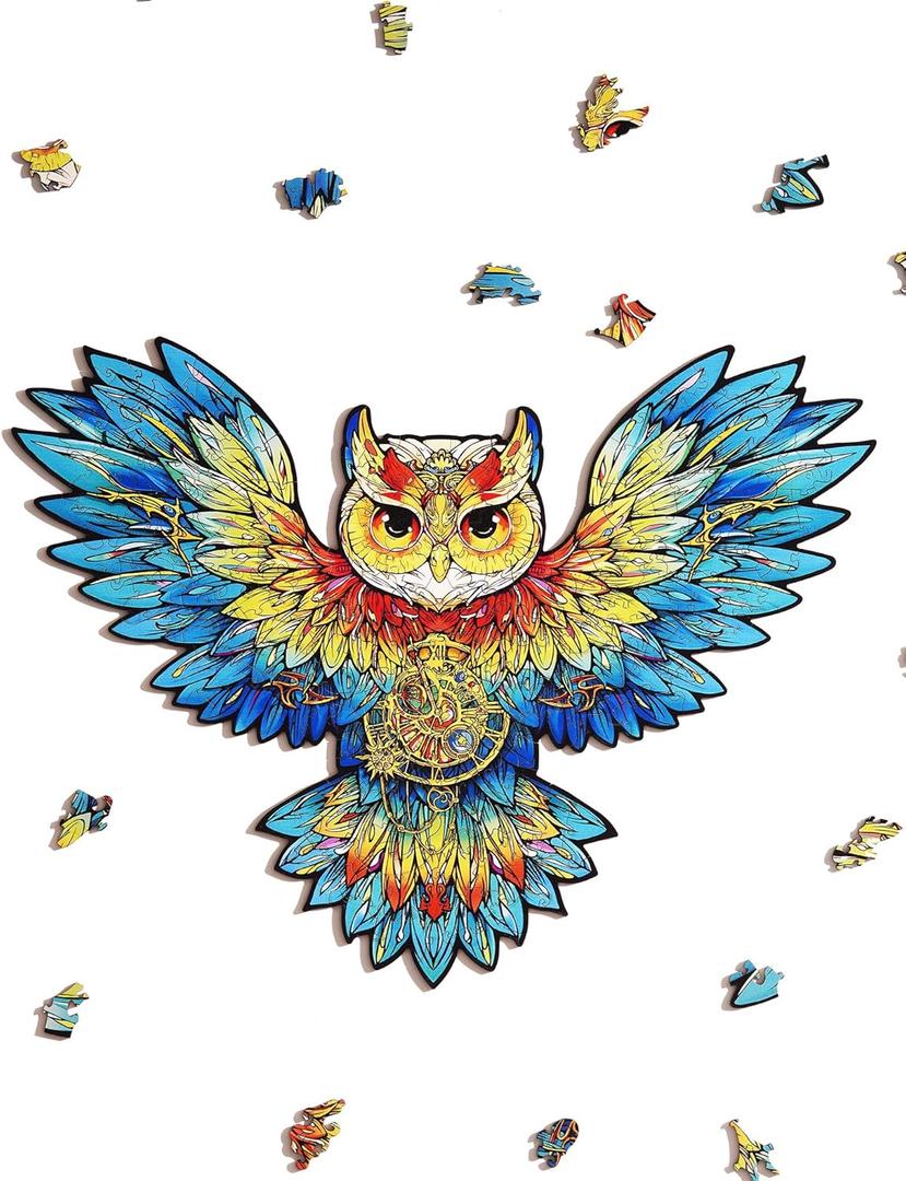 Wooden Puzzles for Adults  Owl 200 Piece Jigsaw Puzzles with Unique Shape -Challenging Puzzle Perfect for Game Nights, Ideal Creative Gift Ideas/Perfect Home Decor/Wall Art