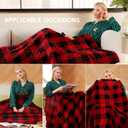 Electric Heated Sherpa Buffalo Plaid Christmas Throw Blanket with 8 Heating Levels & 8 Hours Auto Off, Fast Heating Warm Plush Washable Blanket with Over-Heat Protection, ETL Certification, Red