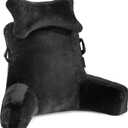 Reading Pillow-Extra Large 31" Bed Rest Pillow with Detachable Neck Roll & Arms for Sitting in Bed or Couch-Backrest Reading Pillow Adult Back Pillows for Reading,Watching TV,Gaming,Relaxing- Black, X-Large