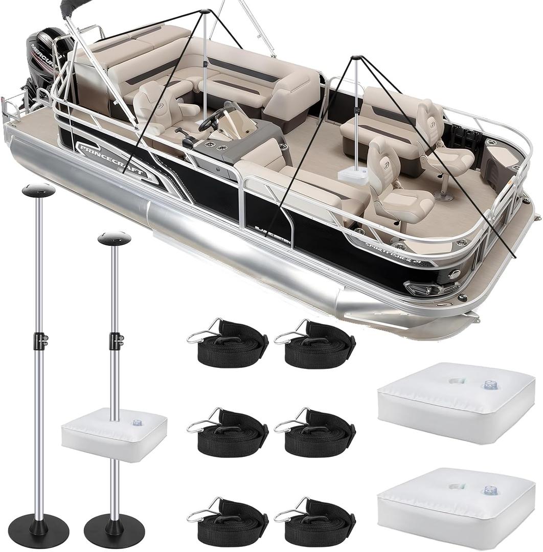 Pontoon Boat Cover Support Poles System 2 Pack, Adjustable Aluminum Support Poles with Weight Bag and Webbing Strap, Suitable for Pontoon, Jon, V Hull Boat Covers
