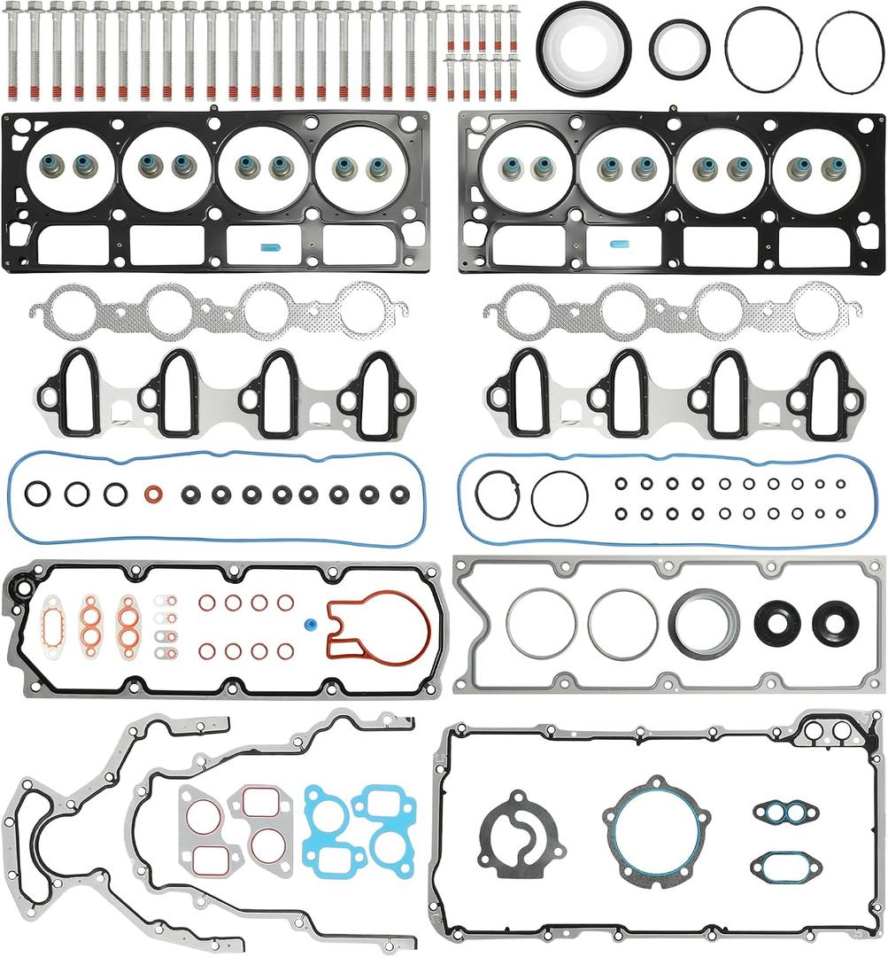 6.0 Full Head Gasket Set w/Head Bolts Fit for Chevrolet 04-06 ES72220
Fit for Cadillac GMC Silverado 2500 Hummer H2 Saab 9-7X HD 6.0L 2004-2006 HS26192PT-4