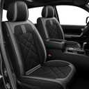 AOMSAZTO Seat Covers Custom Fit for 2014-2021 Toyota Tundra Crew max Double Cab Breathable Leather Truck Car Seat Covers Full Set (Blac k& Grey)