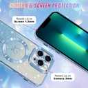 Bonoma Compatible with iPhone 13 Pro Max Case Support for MagSafe, Plating Heart Glitter Magnetic Case 2* Screen Protector TPU Camera Protection Back Cover for Girls Women -Blue