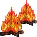 Boao 2 Set Fake Fire Fake Flame Camping Decoration 3D Cardboard Campfire Centerpiece Artificial Flames Campfire Party Decoration for Camp Bachelorette Christmas Party(16 x 13 Inch,Gold Orange)