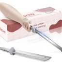 Electric Knife - Easy-Slice Serrated Edge Blades Carving Set for Meat, Bread, Fillet, DIY, Ergonomic Handle + 2 Blades Cream(Simple Lightweight)