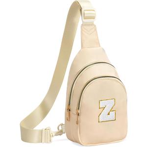 Viverte Birthday Gifts for 7 8 9 10 11 12 13 Year Old Girls Small Initial Sling Bag Cross Body Bag Fanny Pack for Girls (Beige)