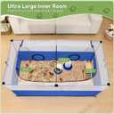 Pawaboo Small Animal Playpen, Foldable Pet Playpen Cage Tent for Puppy Kitten Guinea Pig Rabbit Chicken Hamster Indoor Outdoor Use, Pet Fence with Breathable Mesh Wall and Bottom, Blue