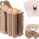 12 Pcs Half Dozen Egg Cartons Bulk Reusable Natural Pulp Paper Cardboard Egg Cartons with Labels Jute Ropes for Kitchen Easter Holiday Gifts Refrigeration Commercial Market Farm (4 Count)