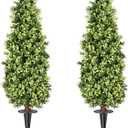 LeafVerse 27" Boxwood Topiary Trees Artificial UV Resistant Fake Plant Balls Greenery Bushes with Spike, Perfect for Front Porch, Garden & Indoor Home Dcor,2 Pack