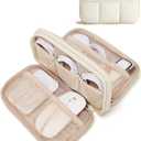 BAGSMART Electronics Organizer Travel Case, Cord Storage for Chargers Cables Phones, Compact Tech Accessories Pouch, Beige