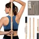 SportBit Bamboo Yoga Stick with Neck Pillow - Collapsible and Portable 5.1FT Mobility Stick and Exercise Stick - Fully Adjustable Yoga Accessories Perfect for Stretching, Posture Correction, Balance