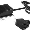 Foot Switch, Foot Operated Pedal Controller Power Switch Woodworking Machine Control, 5-ft Cable with Piggyback Plug, Deadman Style