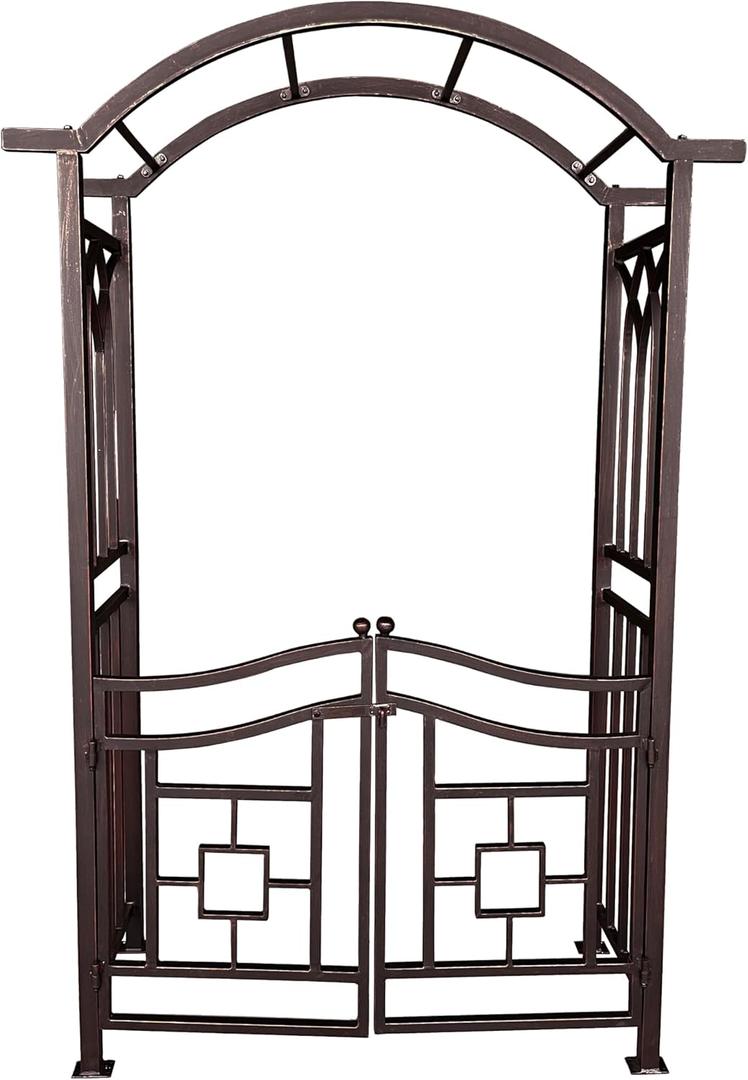 Oakland Living Bronze Aluminum Garden Arbor Arch with Gate