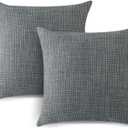 OTOSTAR Linen Throw Pillow Covers Set of 2 Decorative Square Pillowcases Cushion Covers 14x14 Inch for Home Decor Sofa Bedroom Car 35 x 35 CM Dark Grey
