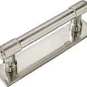 khtumeware 5 Pack 3 Inch(76 mm) Center to Center Brushed Satin Nickel Cabinet Pull Backplate with Base Plate Zinc Solid Kitchen Cabinet Handles Drawer Pulls Cabinet Hardware