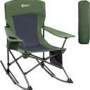Portal Outdoor Rocking Chair Camping Folding Portable Rocker with Cup Holder Side Pocket Carry Bag, Support 350LBS (Green), Standard