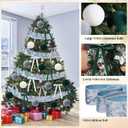 Syhood 46 Pcs Velvet Christmas Ornaments - 15 Pcs 3.15" Large Christmas Balls, 30 Flocked Bows, 1 Velvet Ribbon, Xmas Tree Hanging Decorations for Vintage Xmas Holiday Decor(Emerald/Grey/White)