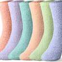 Geyoga 6 Pairs Fuzzy Socks Women Soft Fluffy Cozy Slipper Winter Warm Microfiber Plush Sleeping Socks Gifts for Valentines