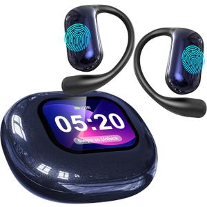 AI Translation Earbuds Real Time - Translator Earbuds for 144 Languages, LCD Touch Screen, Open-Ear Design, Translation Headphones, Audfonos Traductores, Perfect for Travel, Business -Sapphire Blue