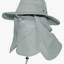 Wide Brim Sun Hat with Detachable Face Cover & Neck Flap Waterproof Safari Fishing UPF 50+ UV Protection Hat for Men Women
