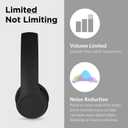 LilGadgets Connect+ Foldable Headphones, Adjustable Fit Soft Touch Padding for Kids with Mic, Volume-Limited & Noise Reduction On-Ear Wired Headset for School with SharePort - Black, Ages 3-14