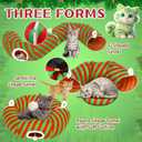 Christmas Cat Bed Tunnel, 3ft x 3ft x 9.8 Around Christmas Tree Cat Donut Tunnels Red Green Striped Mint Color Xmas Pattern with Kitten Gift Hanging Ball Decorations Cave for Xmas Tree Decor
