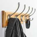 Wall Mount Bamboo Coat Rack, 17 Inch 5 Double Hooks, Natural