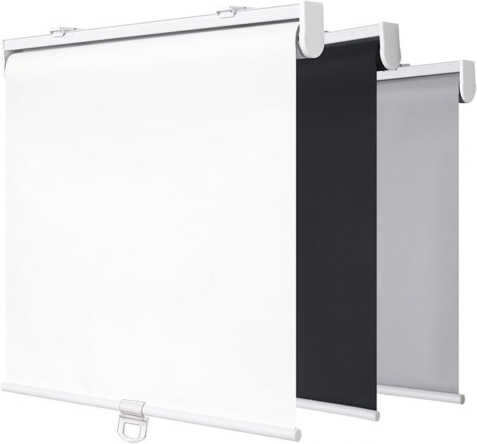 SHADEMOON Cordless Blackout Window Roller Shades, Pull Down Spring System Indoor Blinds, Room Darkening Waterproof UV Blocking Thermal Insulated Fabric for Home Office (White, Width 47", Height 72")