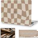 Anban Compatible with MacBook Air 13 inch Case 2025 2024 2023 2022 M4 M3 M2 A3240 A3113 A2681, Plastic Hard Shell Case for MacBook Air 13.6 inch + Keyboard Cover + Screen Protector, Brown Checkered